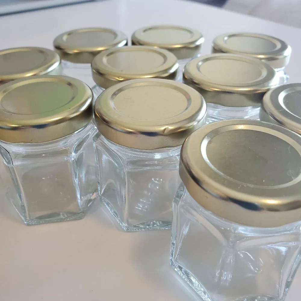 Cornucopia 10 Mini Hexagon Glass Jars, 1.5oz Hex Jars